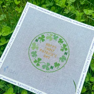 St Patrick's Day Clover Round Needlepoint Canvas