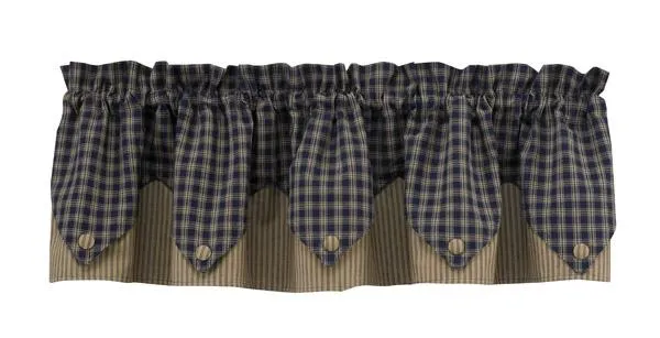 Sturbridge Navy Pointed Lined Valance 72"