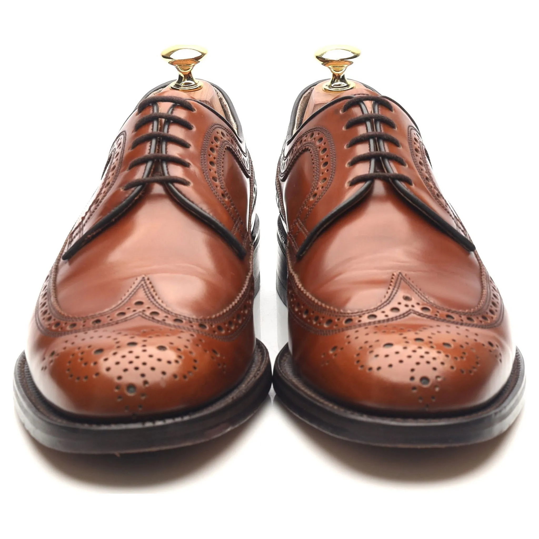 Tan Brown Leather Derby Brogues UK 8 F