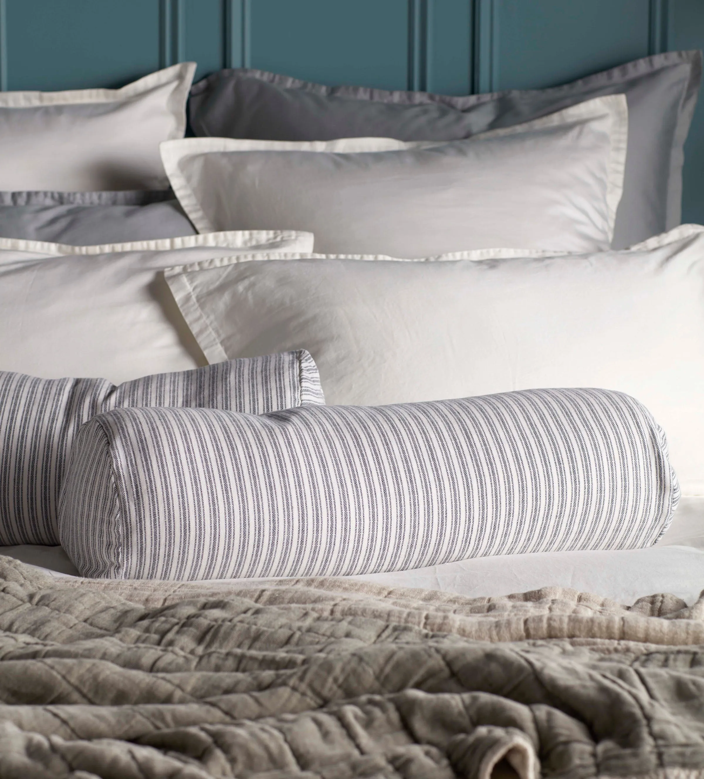 Ticking Stripe Grey Cushion Cover