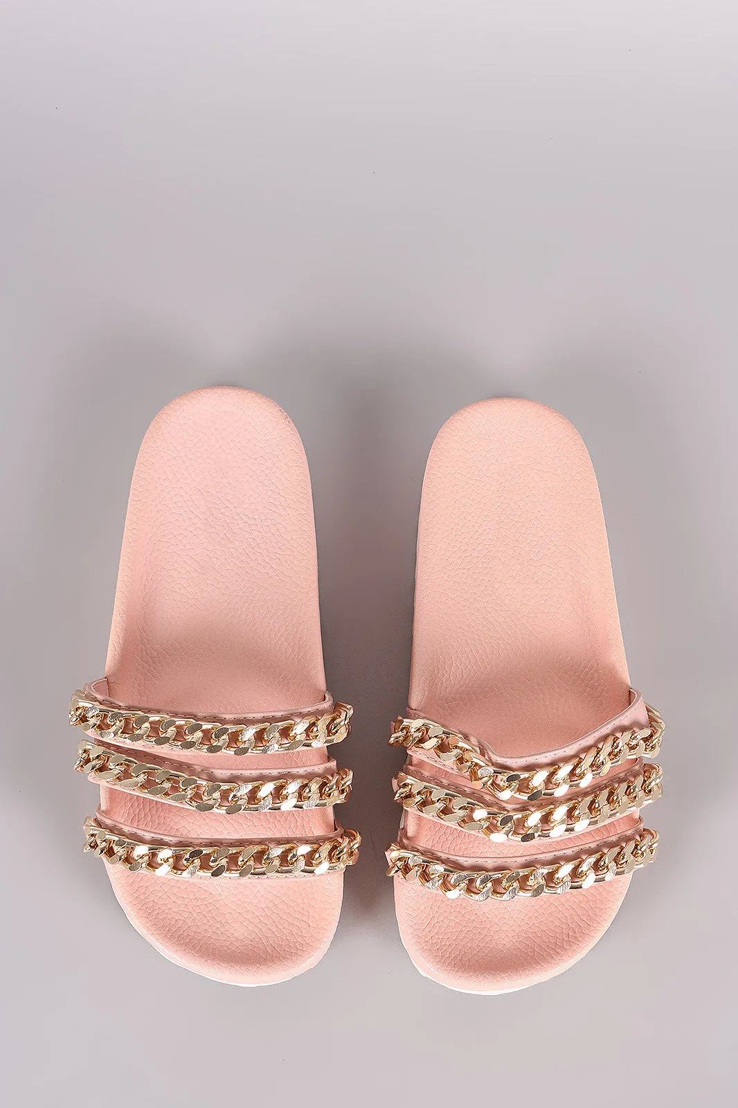 Triple Chain Lug Sole Slide Sandal