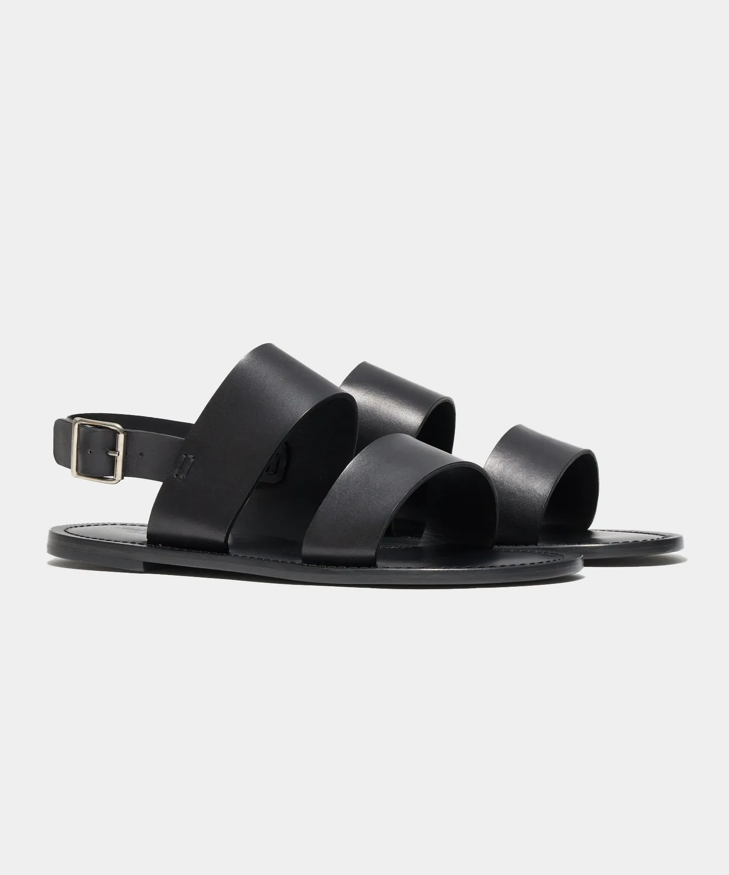 Tuscan Leather Double Strap Sandal in Black