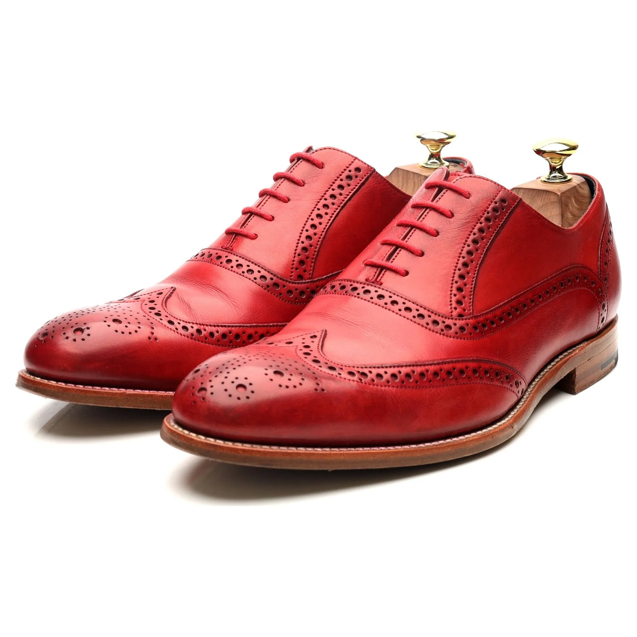 'Valiant' Red Leather Oxford Brogues UK 7.5 F