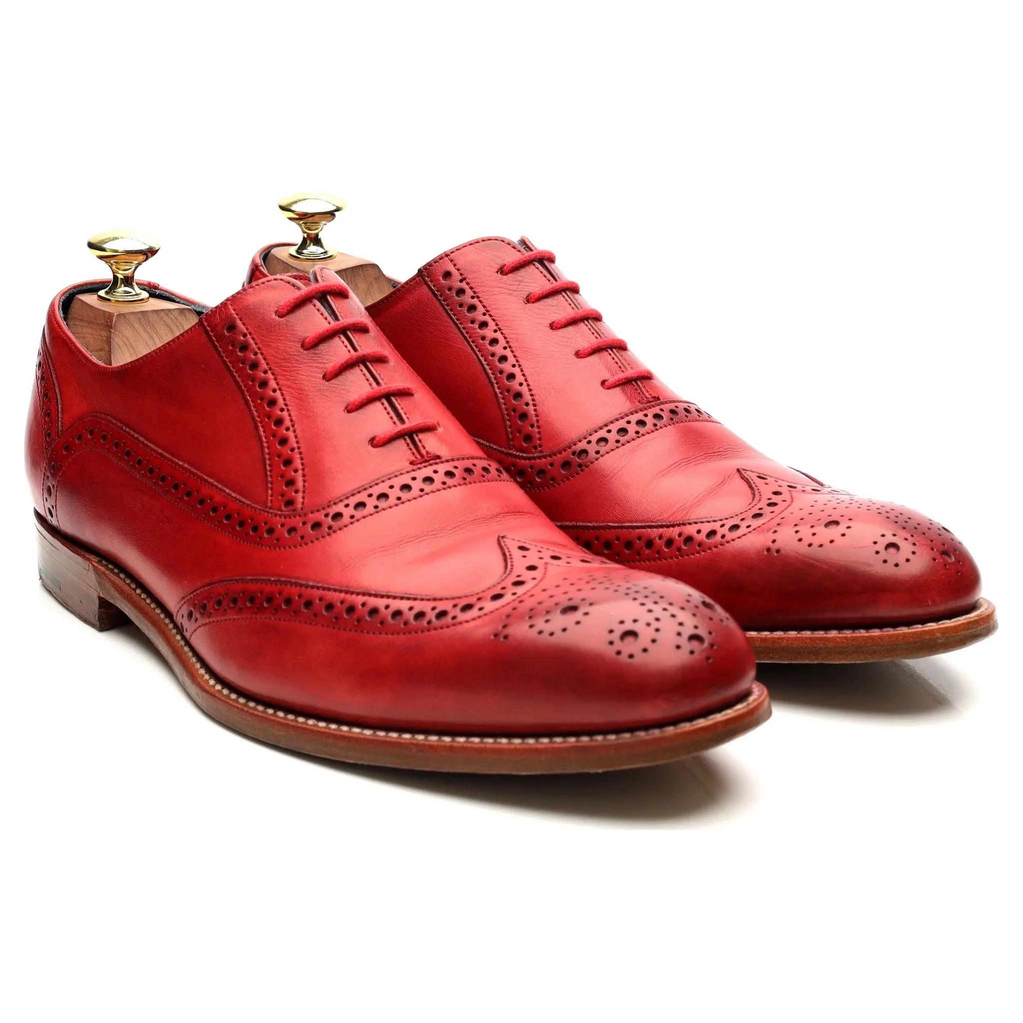 'Valiant' Red Leather Oxford Brogues UK 7.5 F