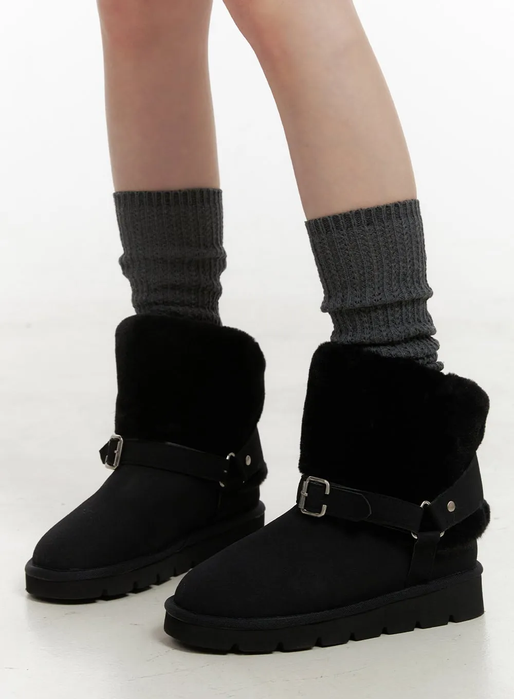 Warm Fuzzy Buckle Boots IN427