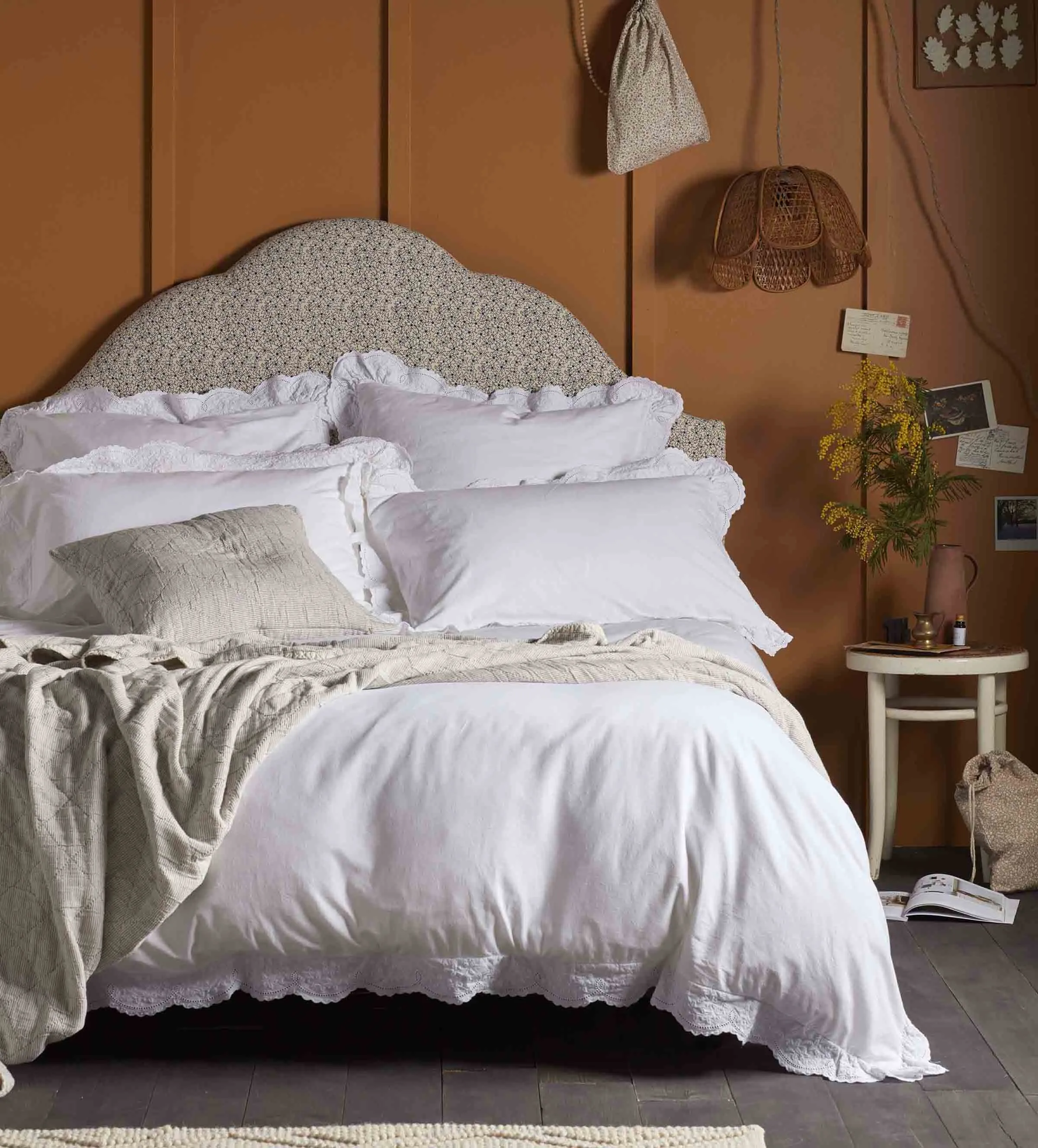 White Elsie Cotton Linen Bed Linen