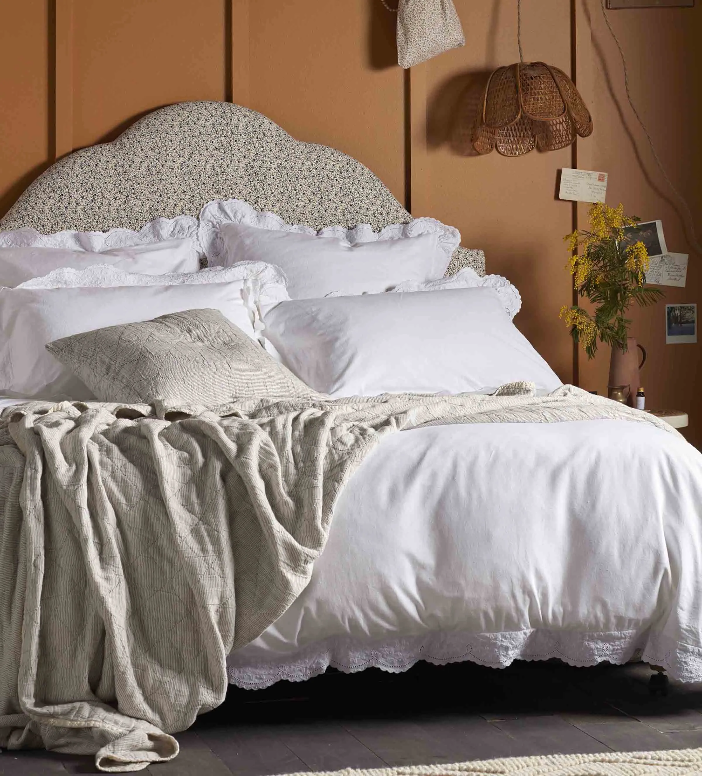 White Elsie Cotton Linen Bed Linen