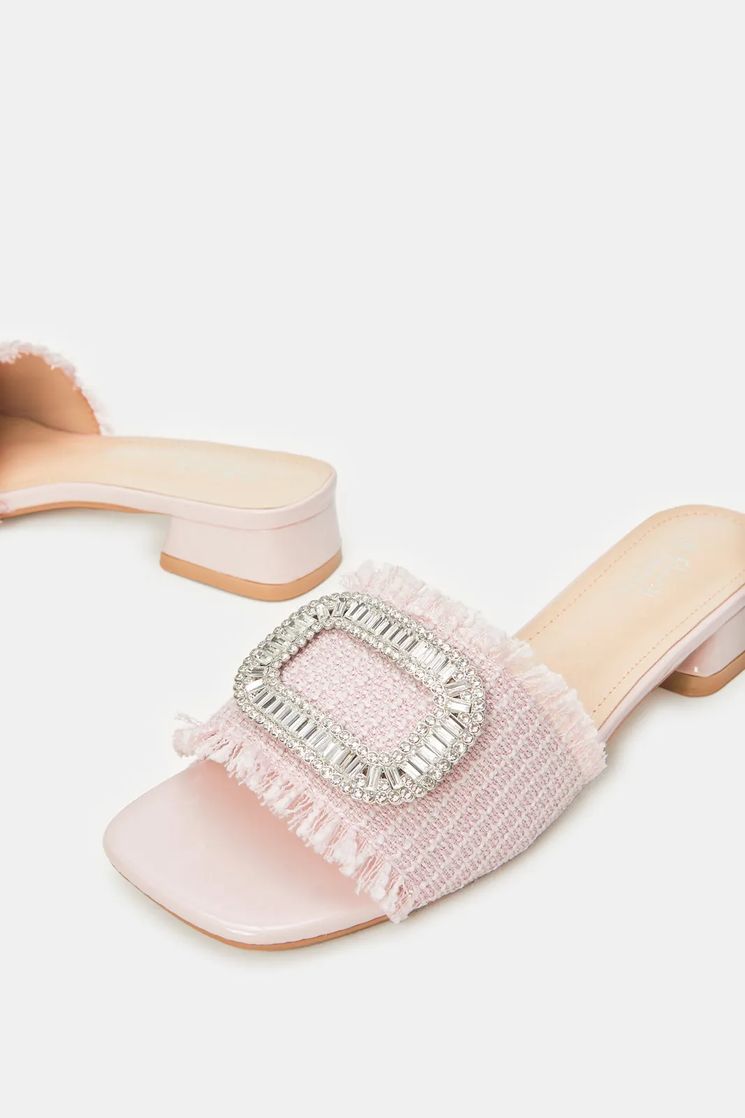 Women Pink Tweed Sandals