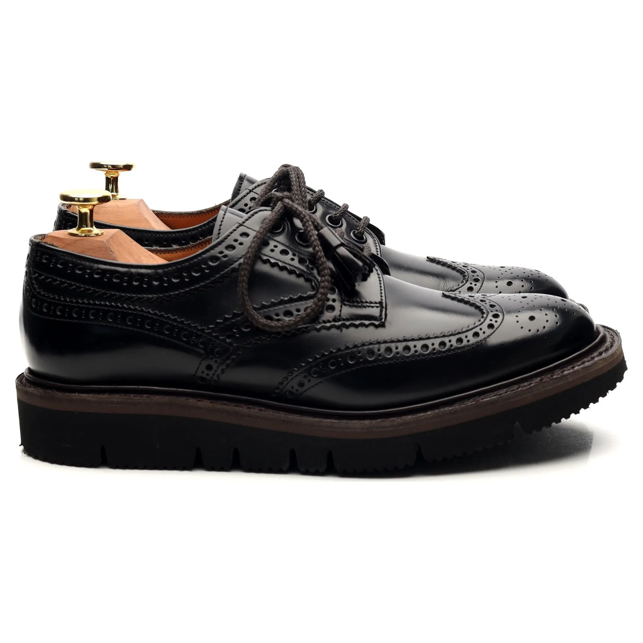 Women's 'Lulu' Black Leather Derby Brogues UK 3 D