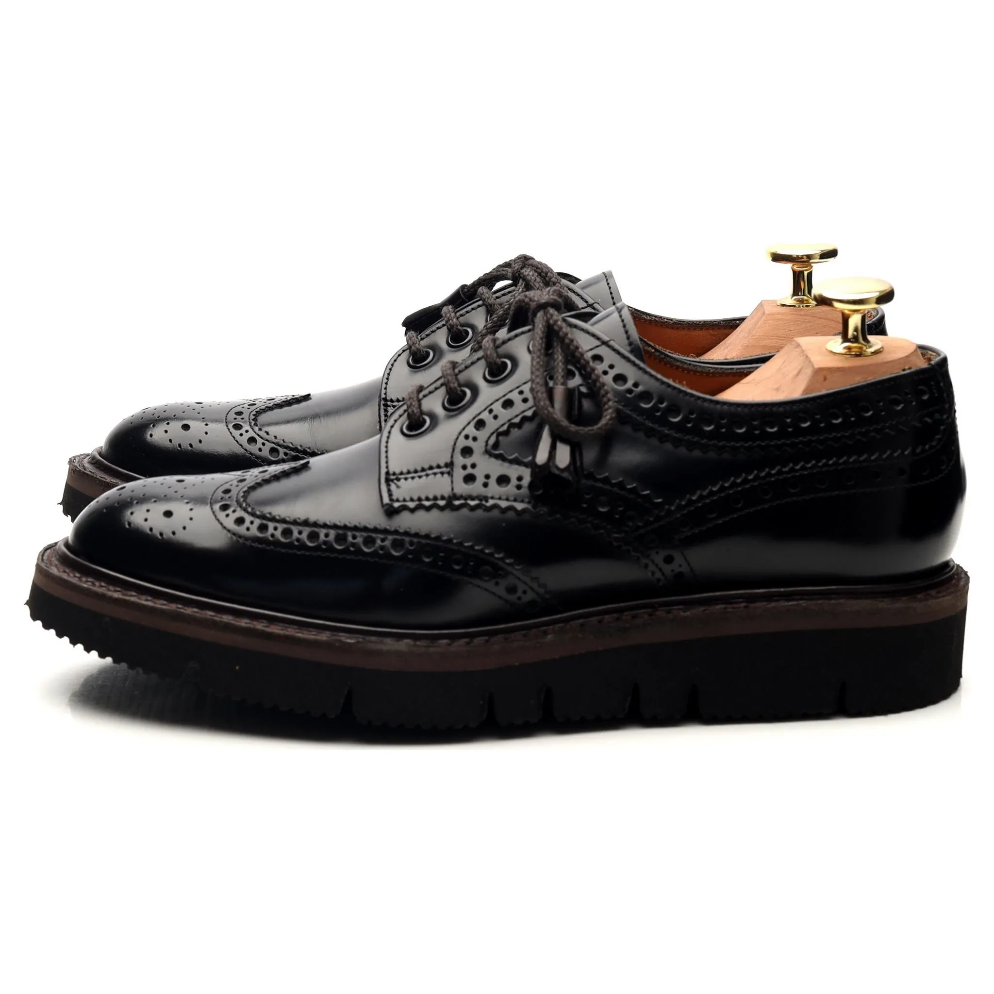 Women's 'Lulu' Black Leather Derby Brogues UK 3 D