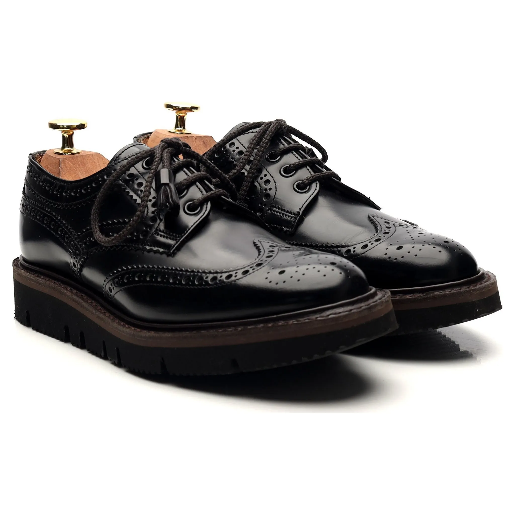 Women's 'Lulu' Black Leather Derby Brogues UK 3 D